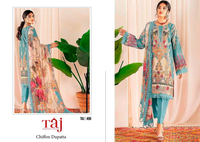 422 And 499 By Taj Embroidery Cotton Pakistani Salwar Suits Wholesale Price In Surat
